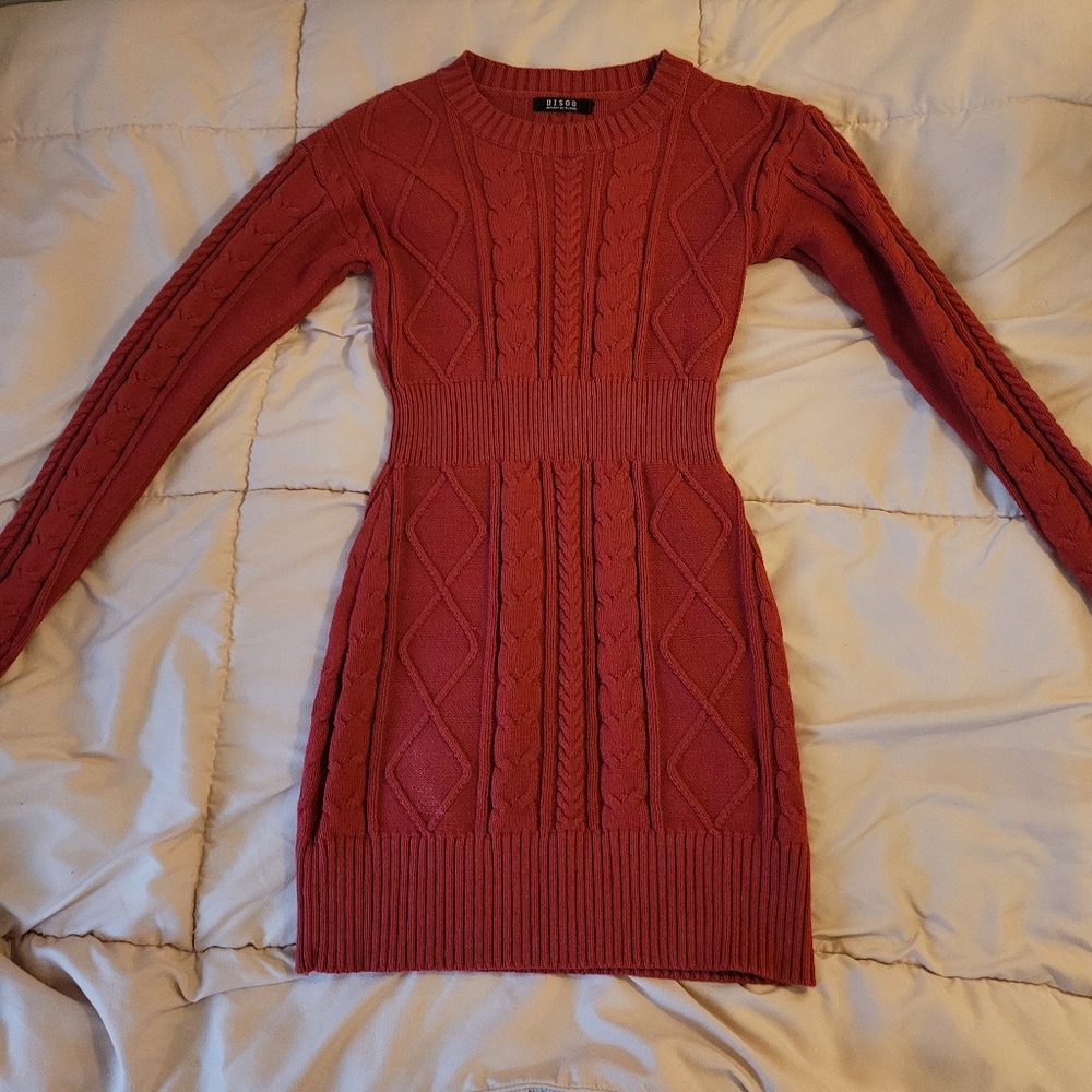 Disoo Sweater Dress, Medium (4-6), Red